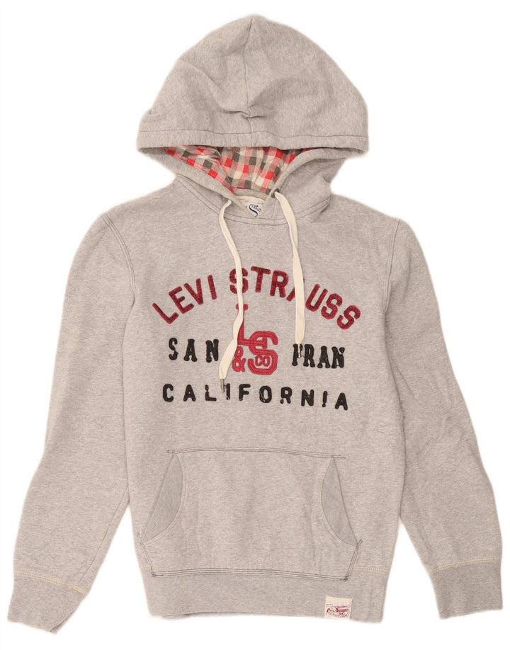 Męski sweter z kapturem i grafiką Levi's, mały, szary, bawełniany