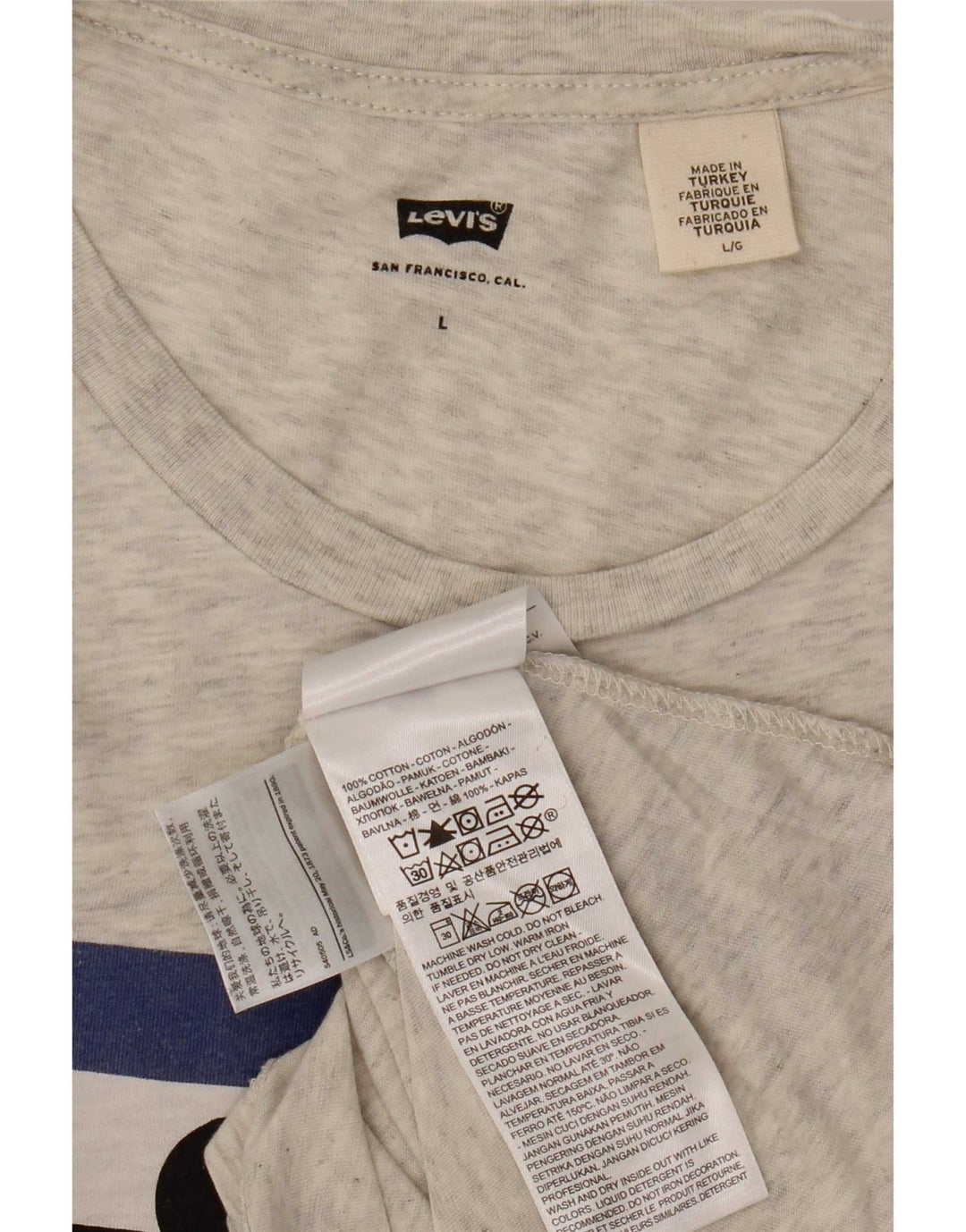 Męski T-shirt z grafiką Levi's, duży, szary, bawełniany