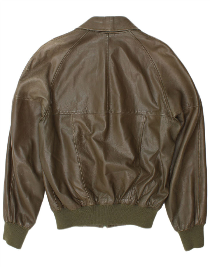 Męska skórzana kurtka bomber w stylu vintage, UK 38, średni khaki