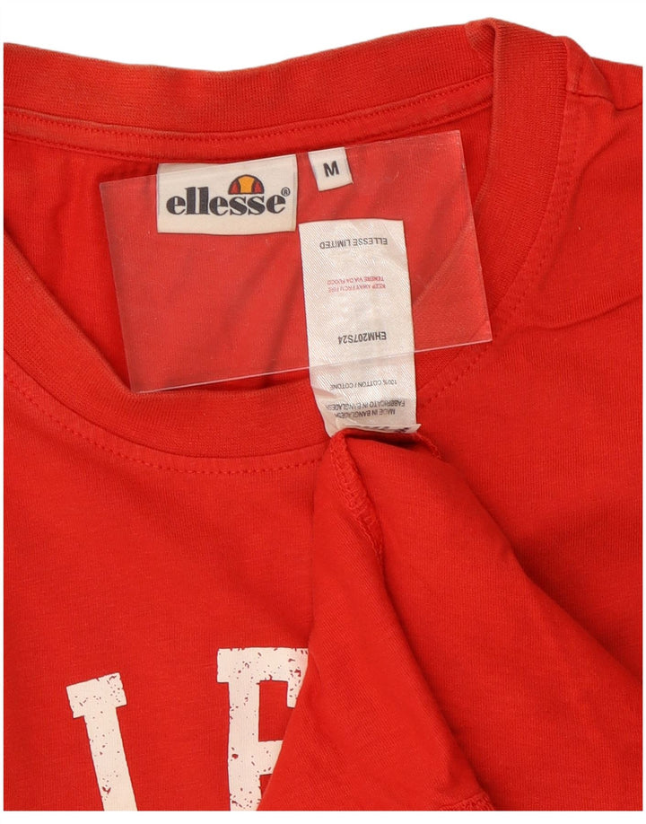 Męska koszulka z grafiką ELLESSE, bawełniana, średnia czerwona