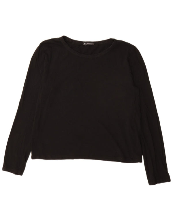 Damski top z długim rękawem Zara UK 18 XL, czarna bawełna