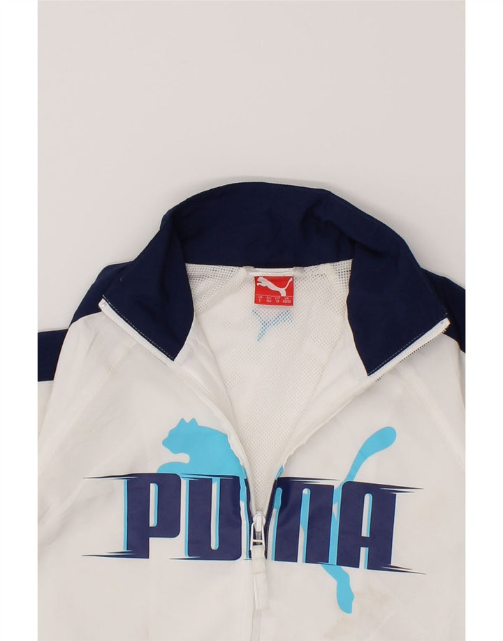 PUMA Boys Graphic Tracksuit Top Jacket 11-12 Years Large  White Vintage Puma and Second-Hand Puma from Messina Hembry 