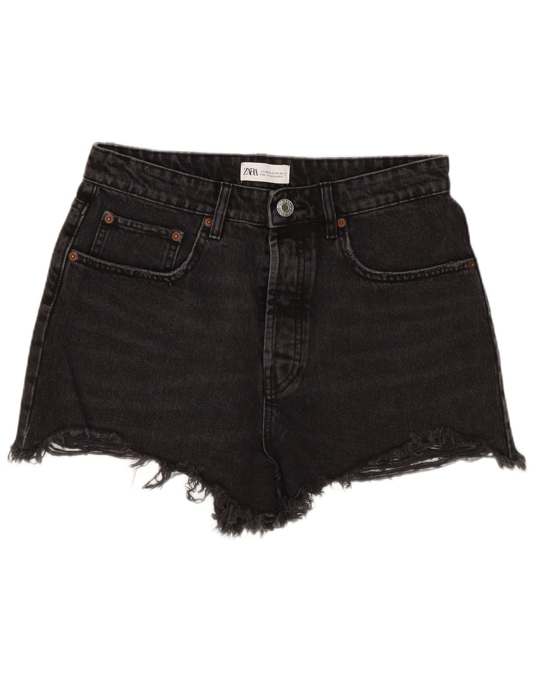 Damskie spodenki jeansowe Zara z wysokim stanem EU 40 Medium W30 czarne