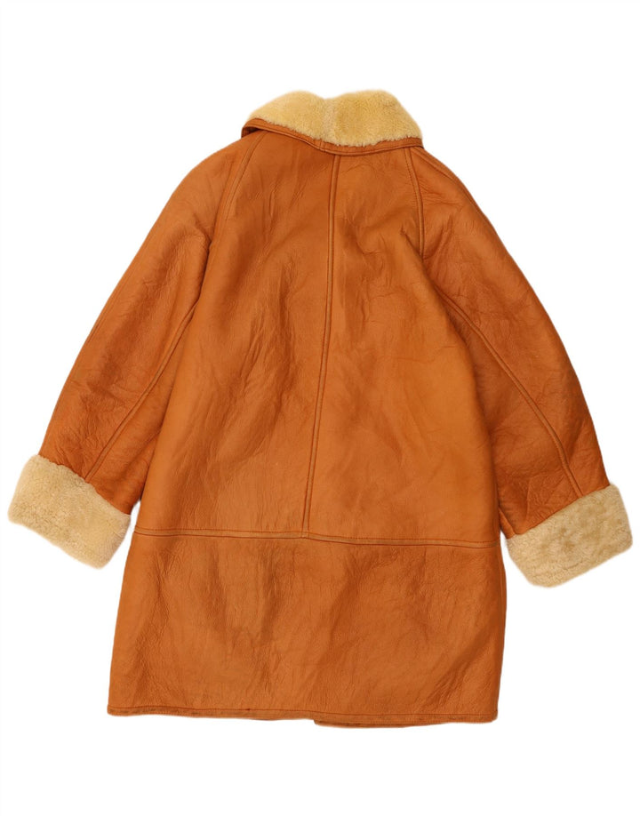 Damski płaszcz z owczej skóry Trussardi UK 18 XL, beżowa skóra