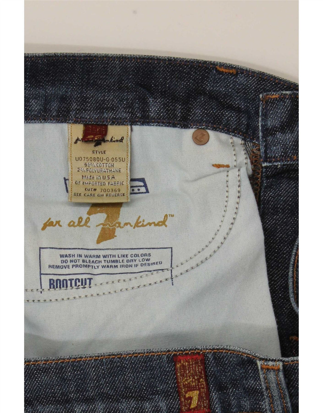 Damskie jeansy Bootcut 7 For All Mankind W29 L32 Niebieska bawełna