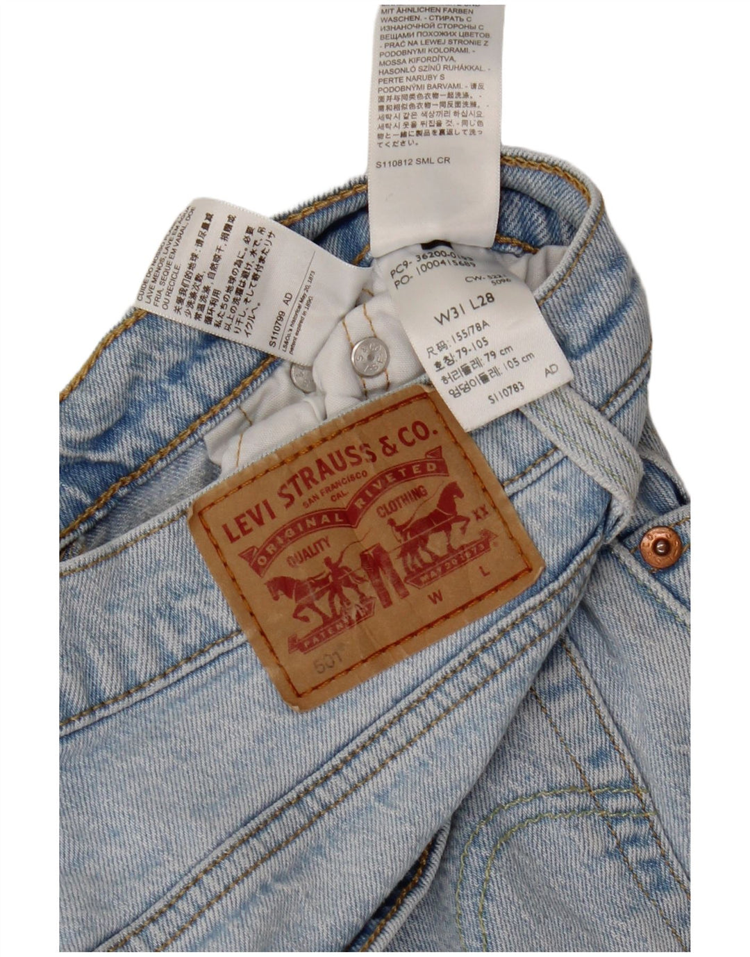 Damskie jeansy LEVI'S 501 Straight W31 L28 Niebieskie bawełniane