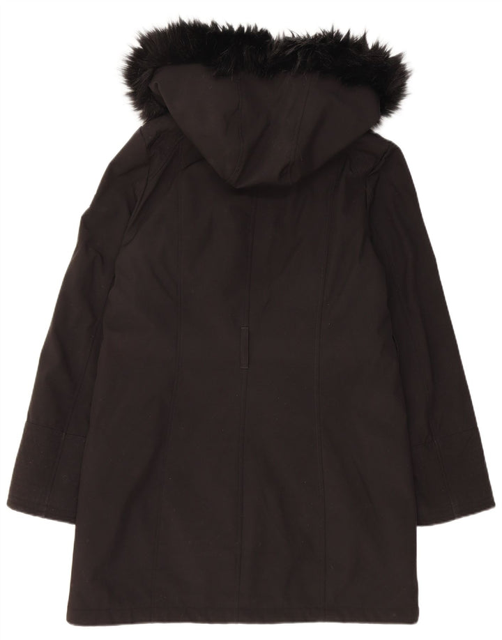 Damska kurtka parka z kapturem Dkny UK 10, mała czarna, poliester