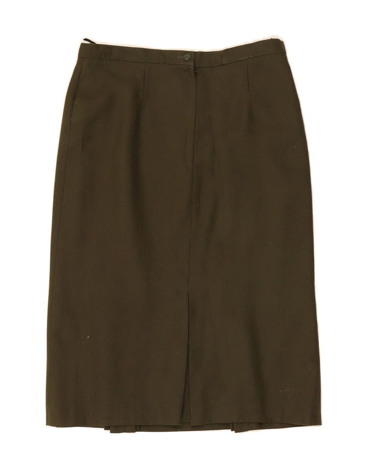 VINTAGE Womens Straight Skirt UK 14 Large W32 Green Polyester Vintage Vintage and Second-Hand Vintage from Messina Hembry 