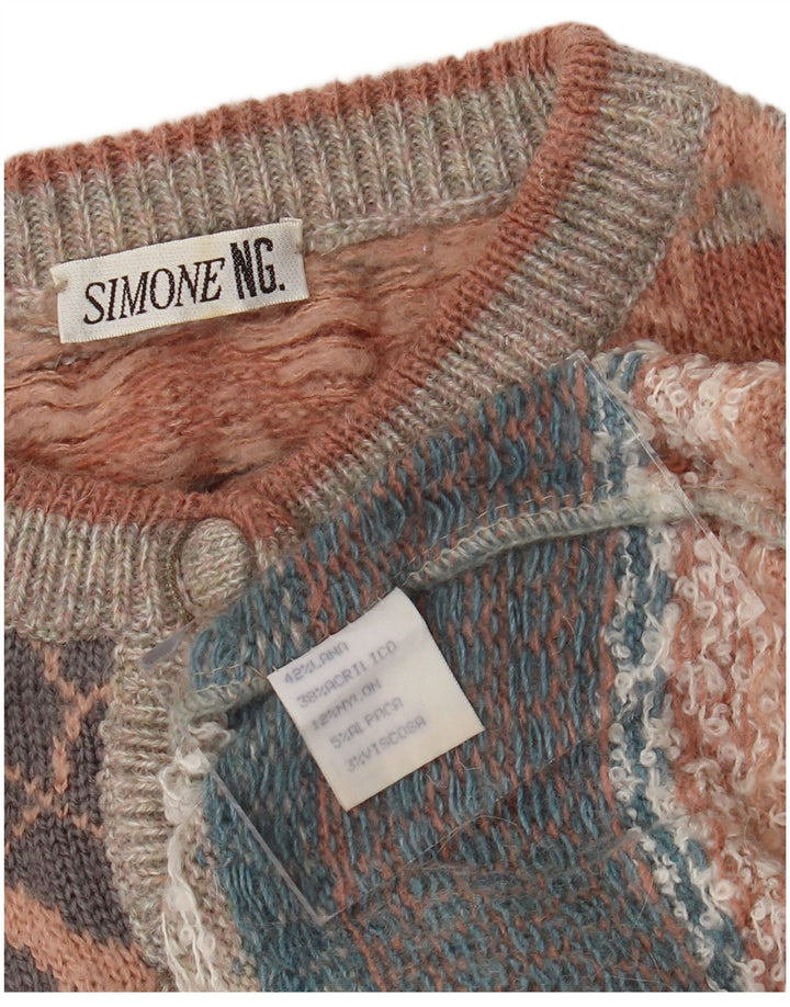 Sweter damski SIMONE UK 16, duży, wielokolorowy, wełniany w kwiaty
