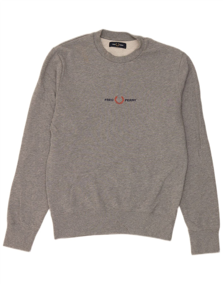 Męski sweter Fred Perry, mały, szary, bawełniany