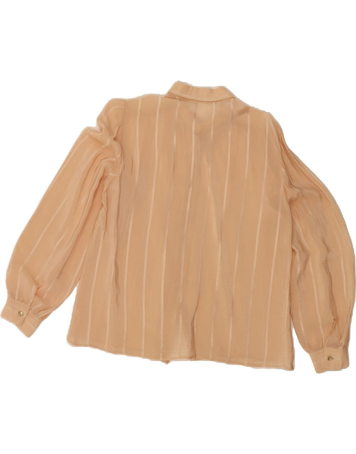VINTAGE Womens Shirt Blouse UK 14 Medium Beige Striped Vintage Vintage and Second-Hand Vintage from Messina Hembry 