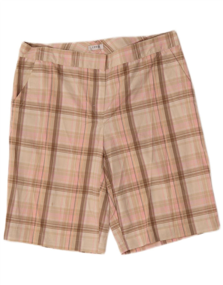 Damskie spodenki Chino Izod US 8 Medium W32, poliester w różową kratkę