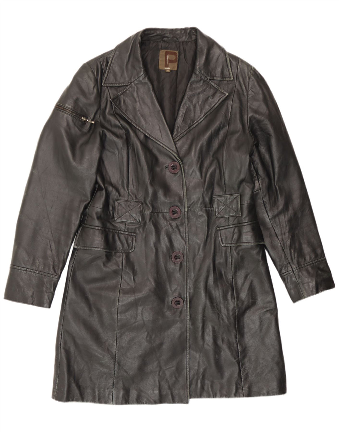 Conbipel damski płaszcz skórzany IT 48 XL czarna skóra