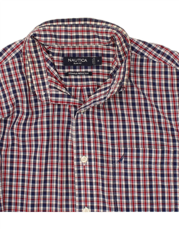 NAUTICA Mens Slim Fit Shirt Medium Navy Blue Check Cotton Vintage Nautica and Second-Hand Nautica from Messina Hembry 