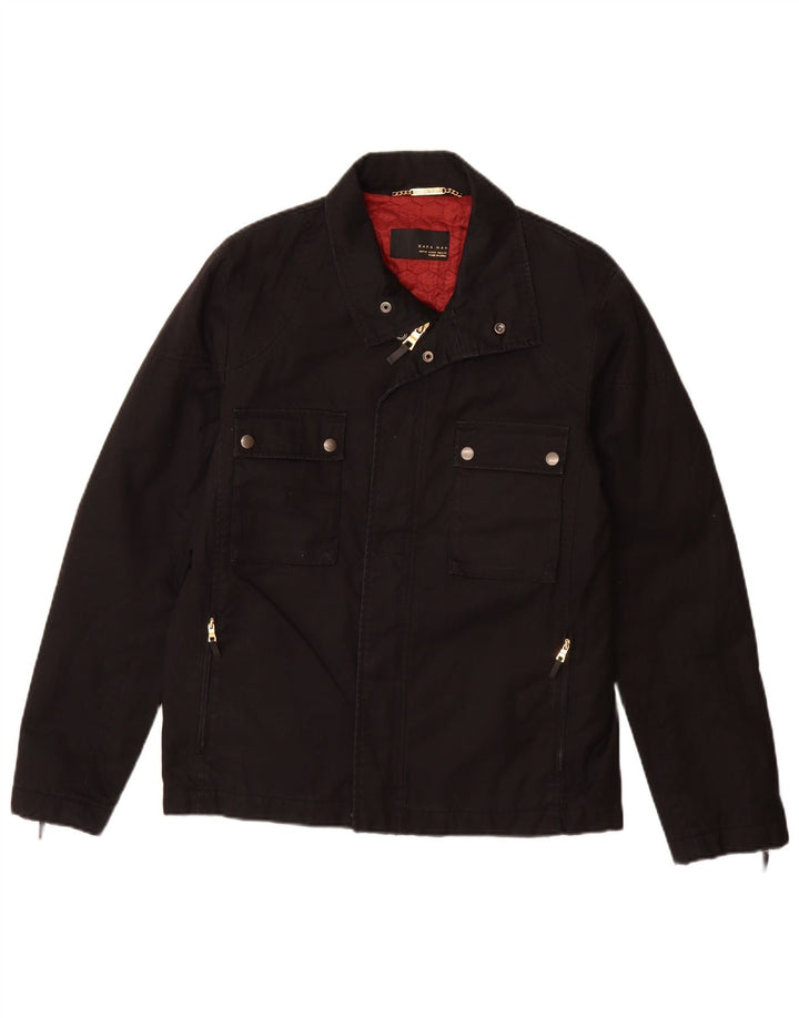 Męska kurtka użytkowa ZARA UK 38, średnia czarna, bawełniana