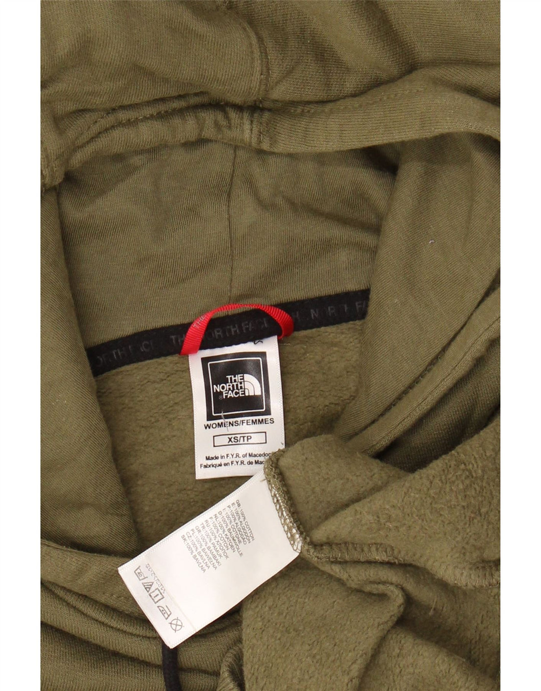 Damski sweter z kapturem THE NORTH FACE, UK 6 XS, bawełna khaki