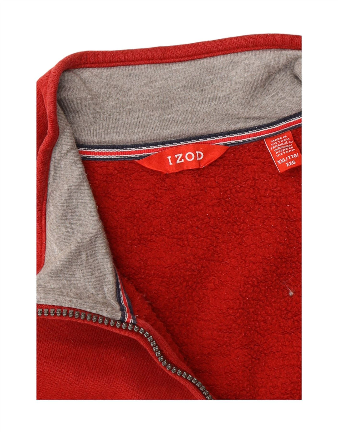 IZOD Mens Big & Tall Zip Neck Sweatshirt Jumper 2XL Red Vintage Izod and Second-Hand Izod from Messina Hembry 