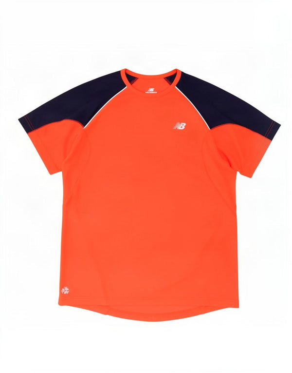 T-shirt męski New Balance, top XL, czerwony, blokowy kolor, poliester