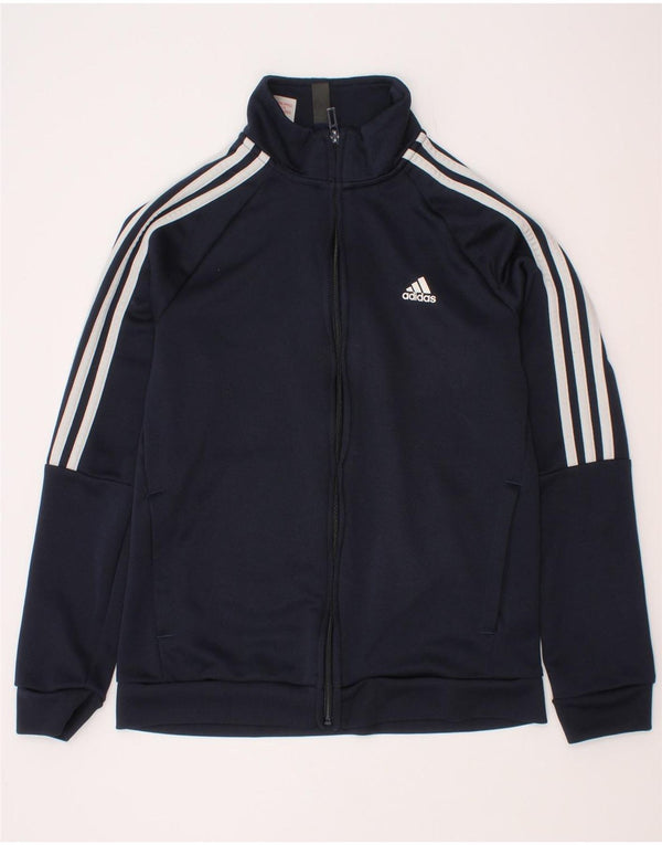 Adidas Boys Aeroready Tracksuit Top Jacket 11-12 Years Navy Blue Polyester