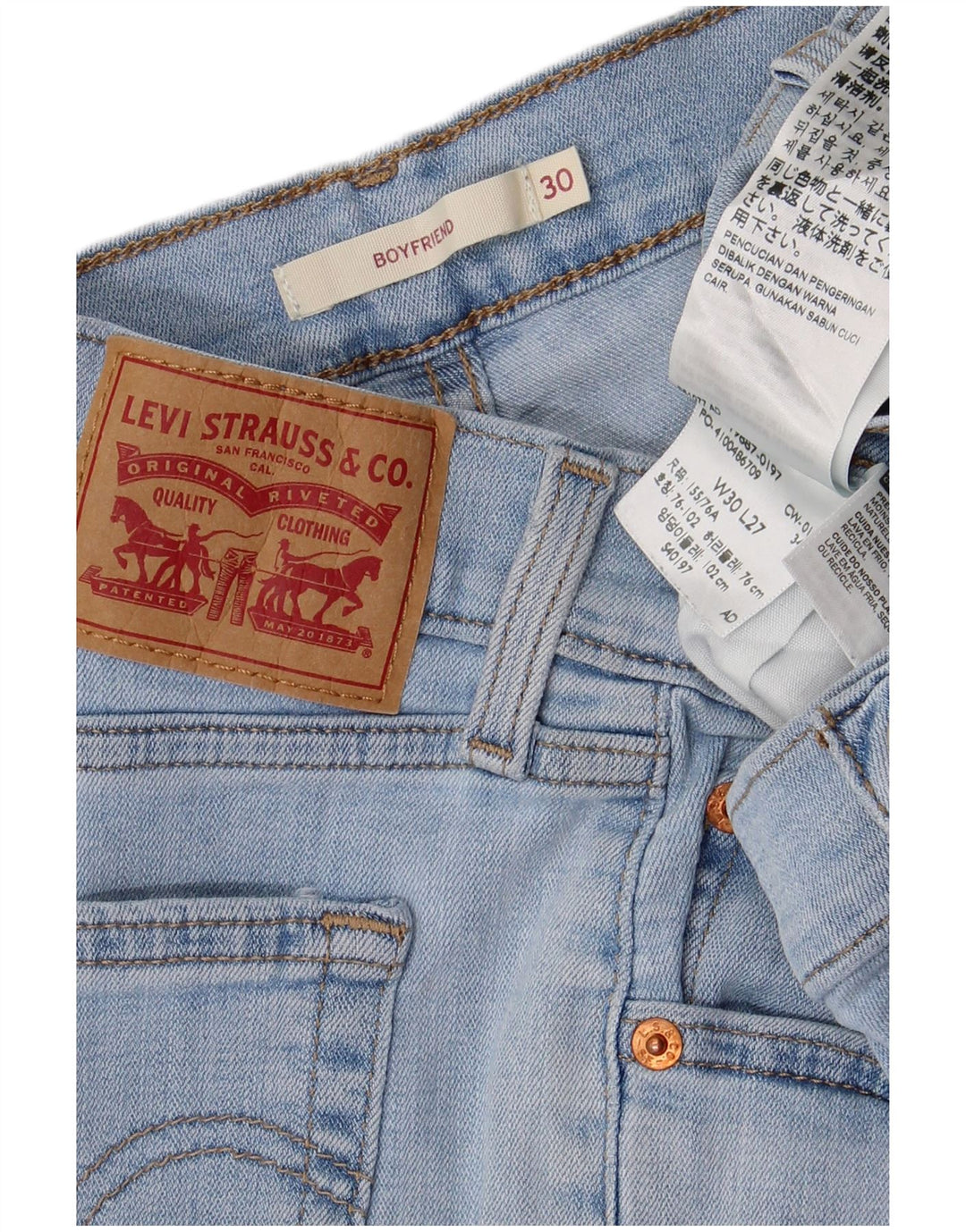 Damskie jeansy LEVI'S Boyfriend Slim W30 L27 Niebieska bawełna