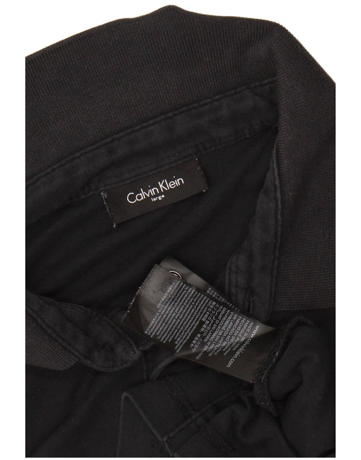 CALVIN KLEIN Mens Polo Shirt Large Black Cotton