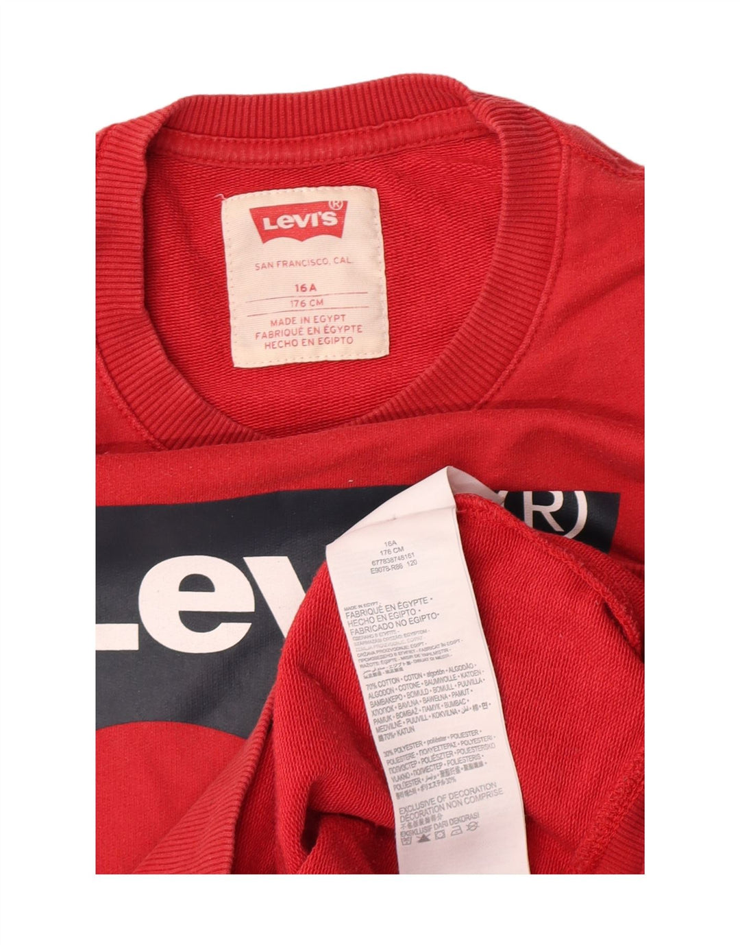 Bluza chłopięca Levi's z grafiką, 15-16 lat, czerwona, bawełniana
