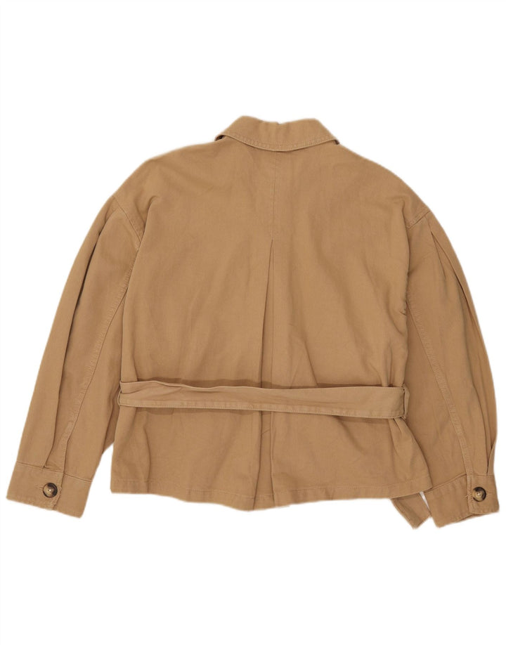 Damska kurtka typu oversize z rękawem 3/4 Zara UK 10, mała, beżowa, bawełniana