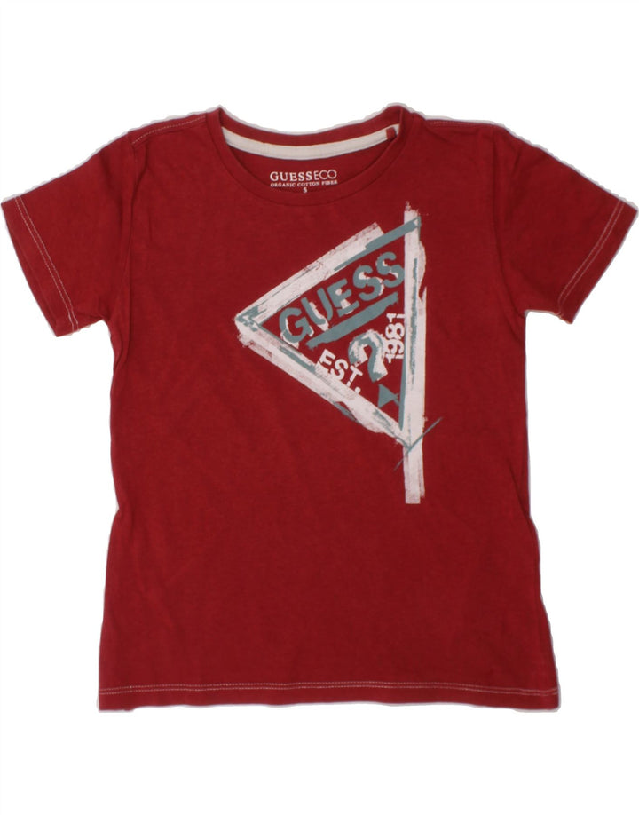 GUESS Boys Graphic T-Shirt Top 4-5 Years Red Cotton Vintage Guess and Second-Hand Guess from Messina Hembry 