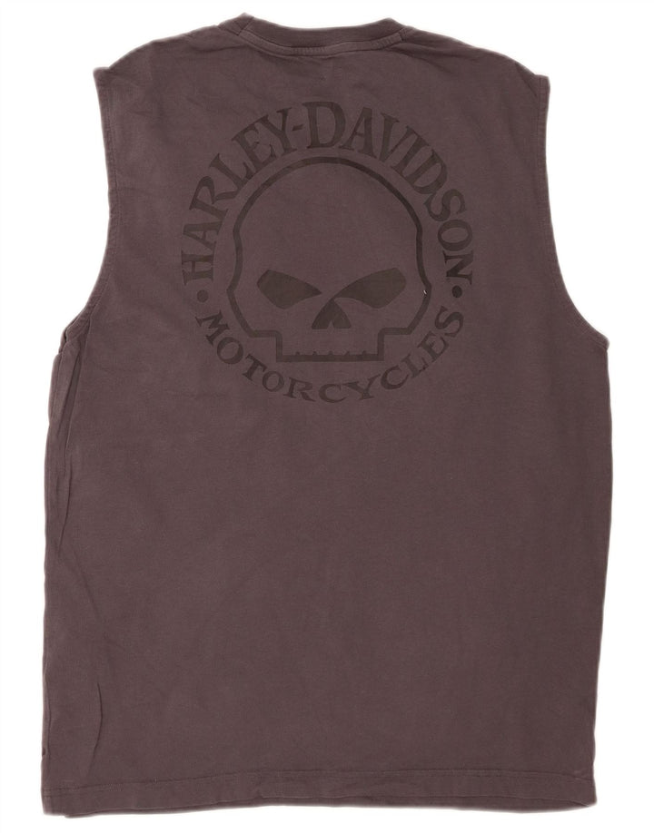 HARLEY DAVIDSON Mens Graphic Vest Top Large Grey