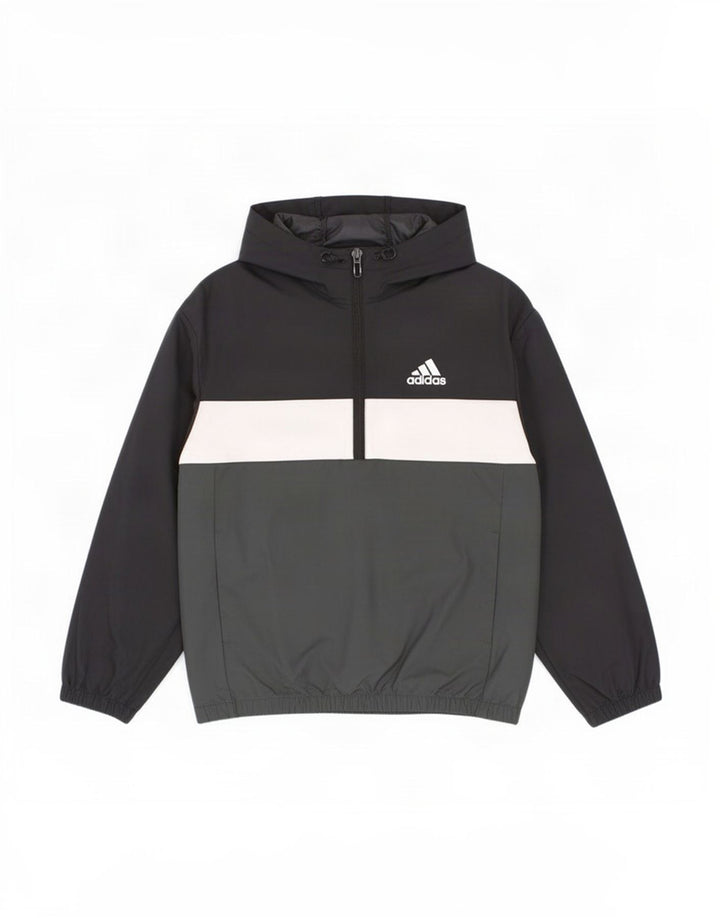 Chłopięca kurtka przeciwdeszczowa Adidas z kapturem i kapturem 7-8 lat w kolorze czarnym