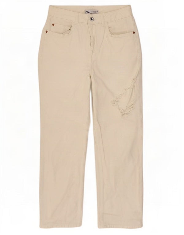 Damskie jeansy Zara z wysokim stanem, EU 36 XS W26 L26, biała bawełna