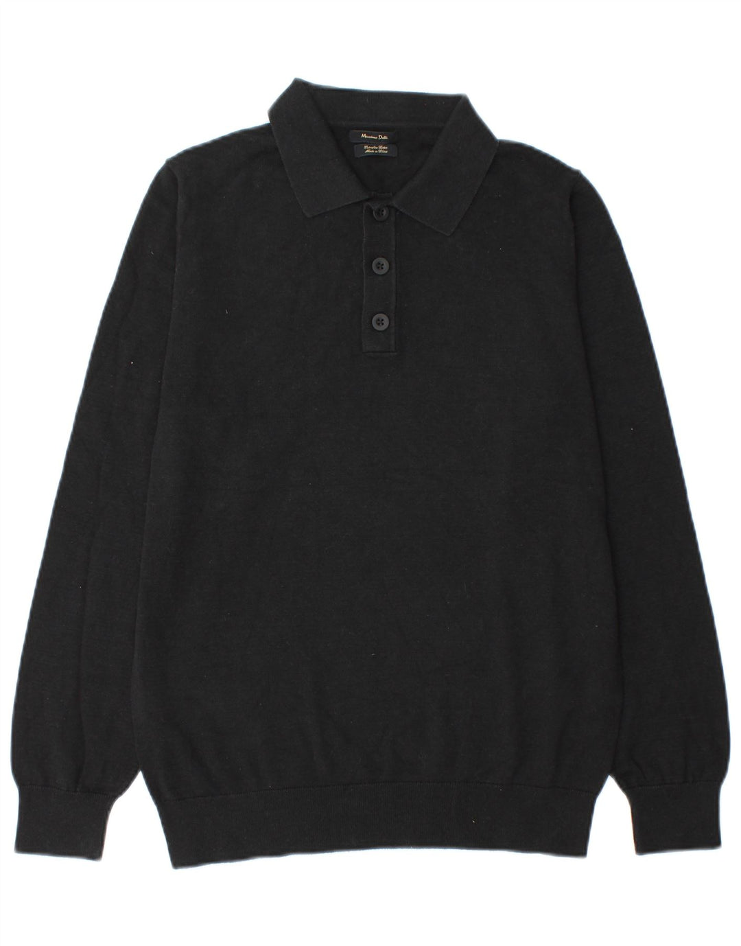 Męski sweter polo Massimo Dutti, średniej wielkości, czarny, bawełniany