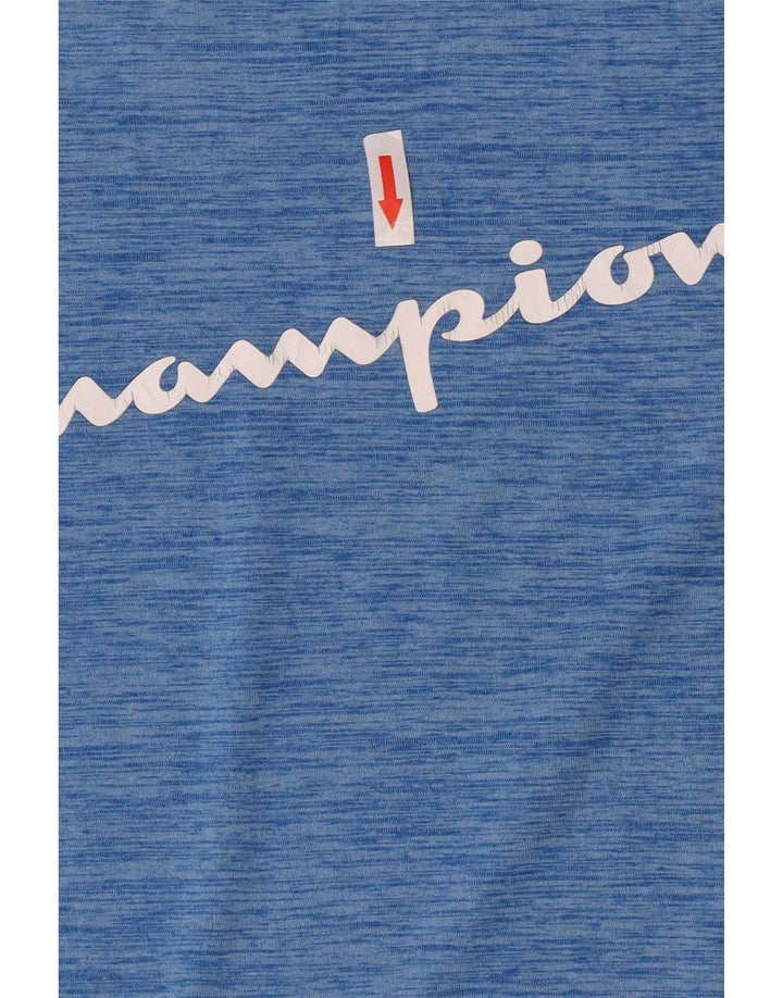 Chłopięcy T-shirt z grafiką Champion, 10-11 lat, niebieski, nakrapiany poliester