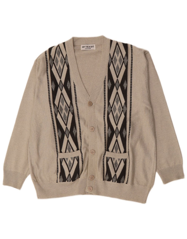 Vintage męski sweter rozpinany XL szary Argyle/diamentowa bawełna