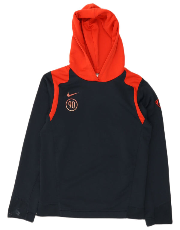 Chłopięcy sweter z kapturem Nike z grafiką, 12-13 lat, duży, granatowy, z blokami kolorów
