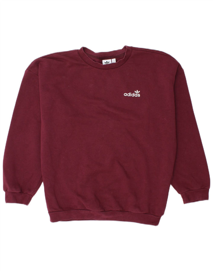 Damska bluza oversize Adidas Jumper UK 10 Small Burgundowa bawełna