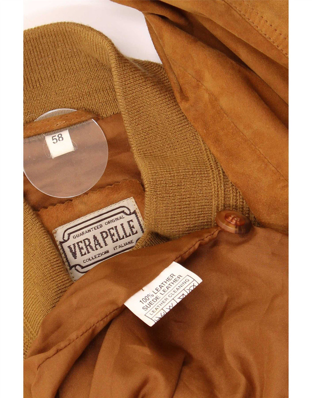 Vintage męska zamszowa kurtka bomber IT 58 4XL brązowa skórzana retro