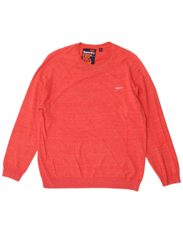 Męski sweter z okrągłym dekoltem Superdry XL, czerwony, bawełniany