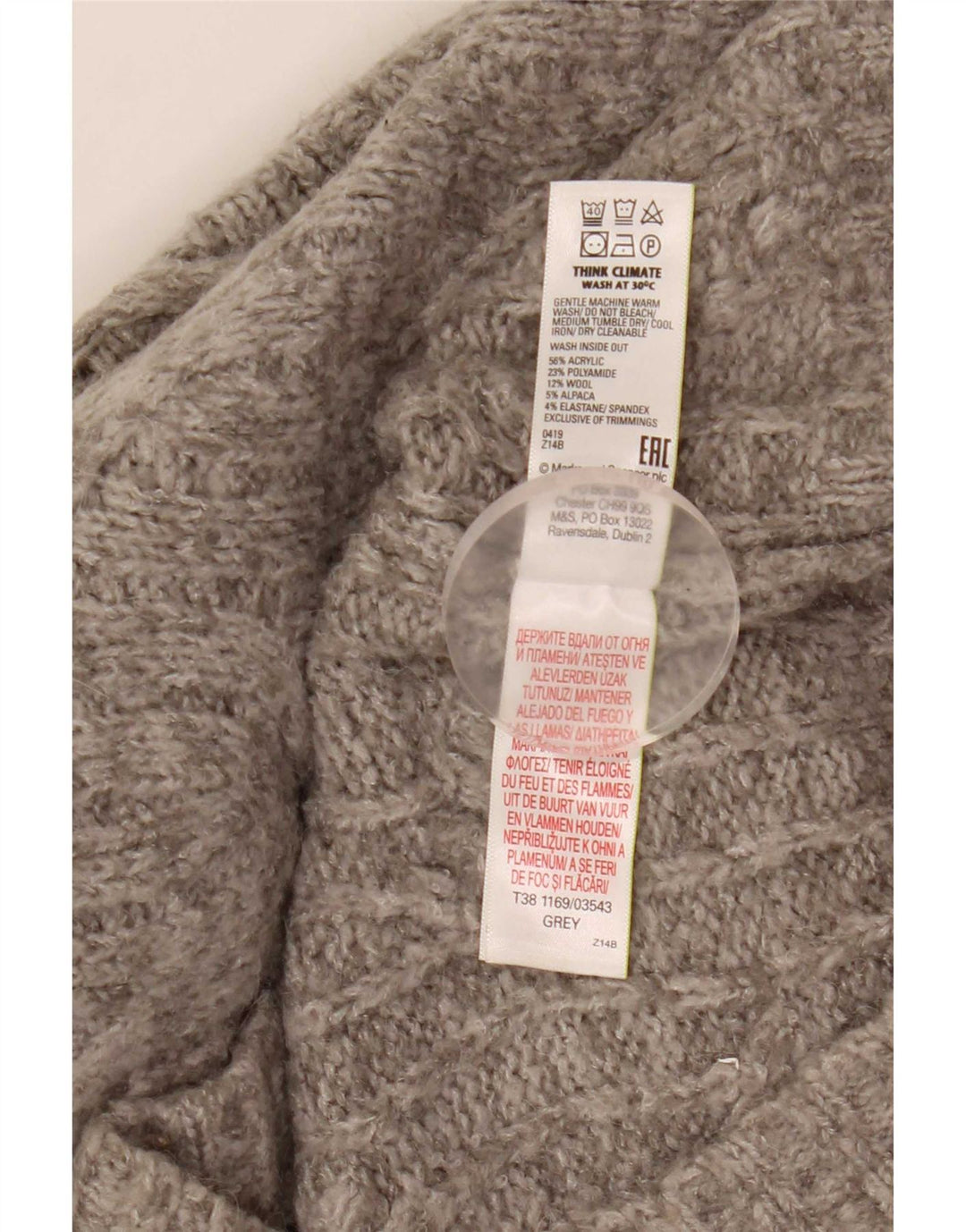 Marks & Spencer Damski sweter oversize z golfem, UK 14, średni szary