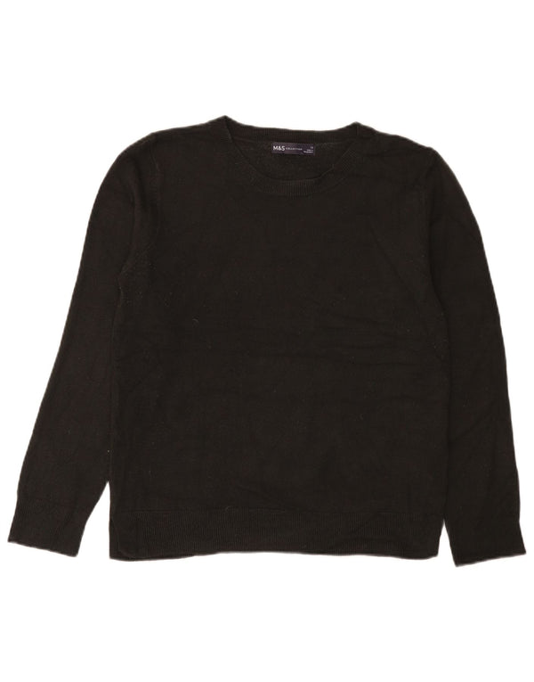 Marks & Spencer Damski sweter z okrągłym dekoltem UK 12 Średni czarny akryl