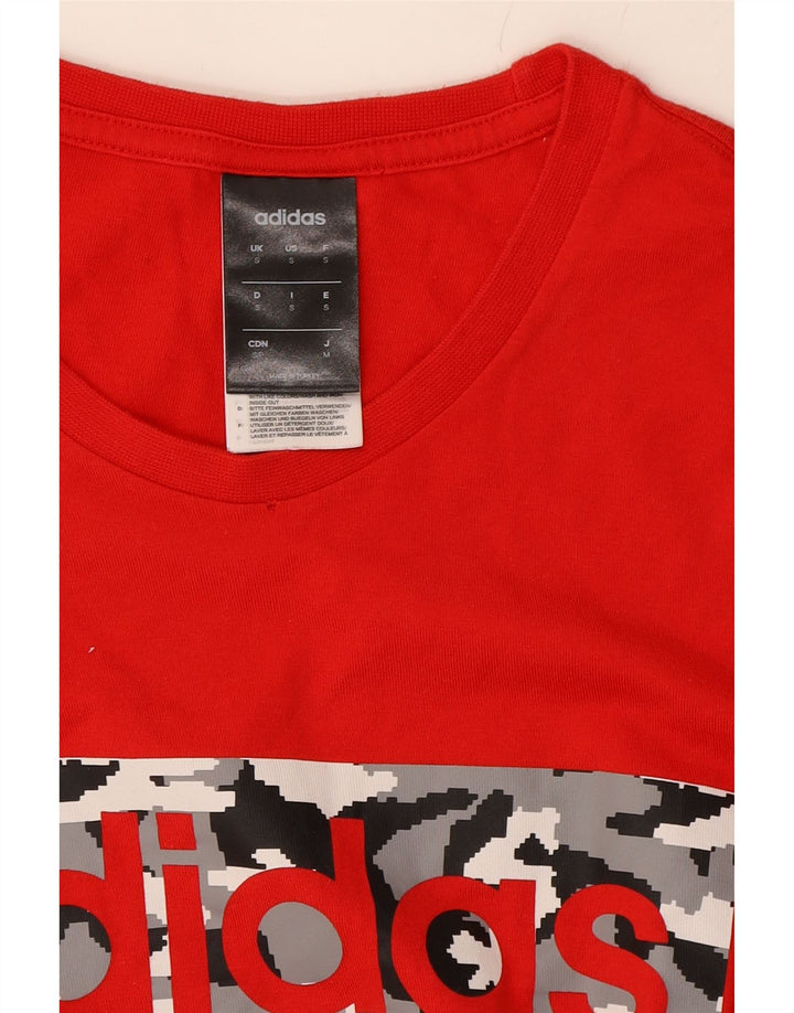 ADIDAS Mens Graphic T-Shirt Top Small Red Cotton Vintage Adidas and Second-Hand Adidas from Messina Hembry 