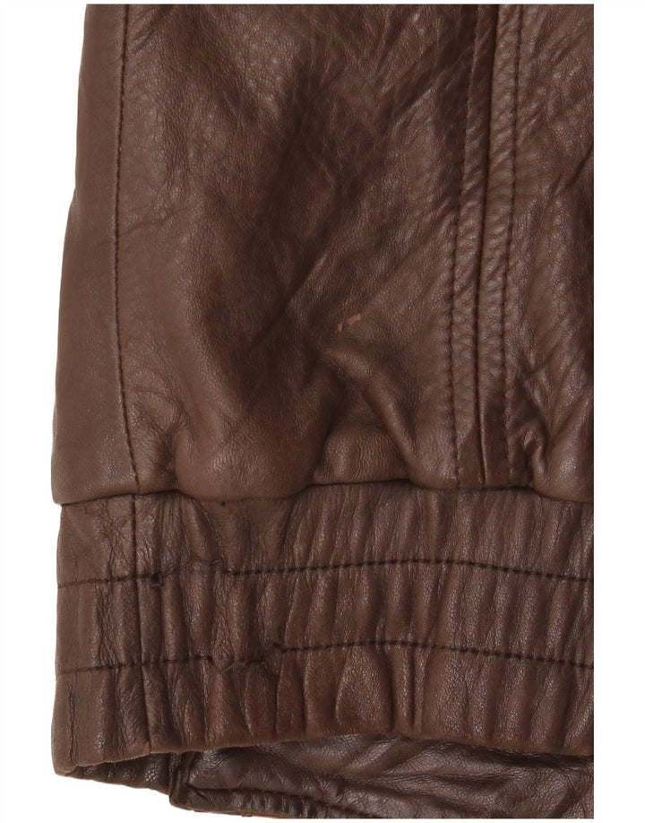 Damska kurtka skórzana VINTAGE UK 14 Średni brąz Argyle/Diamentowa skóra