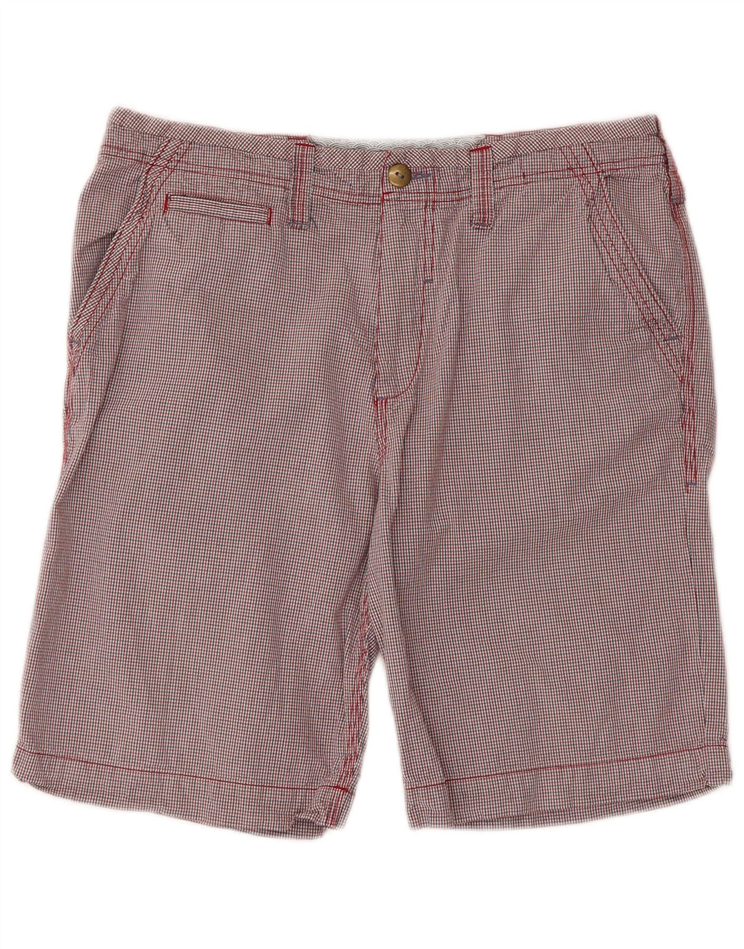 Męskie spodenki chino WHITE STUFF W34, duże, czerwone, bawełniane w kratkę