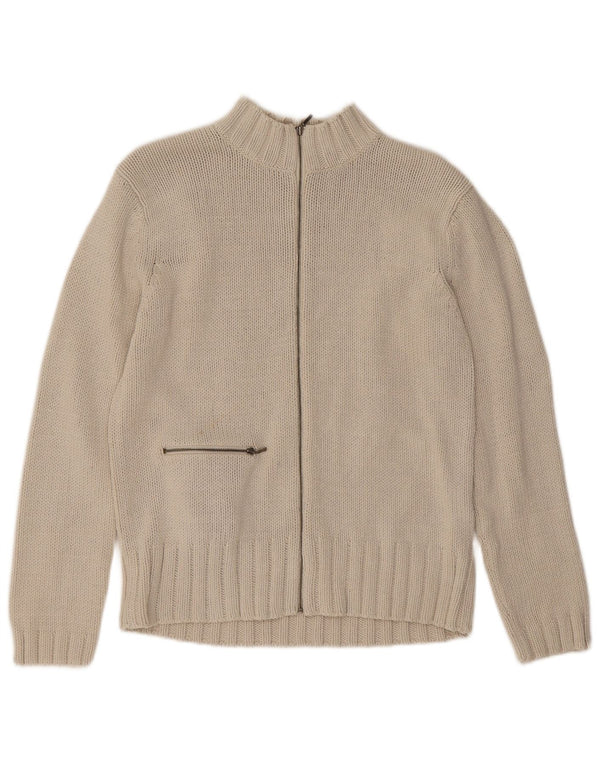 Marks & Spencer Damski sweter rozpinany z pełnym zamkiem, UK 10, mały, beżowy, bawełniany
