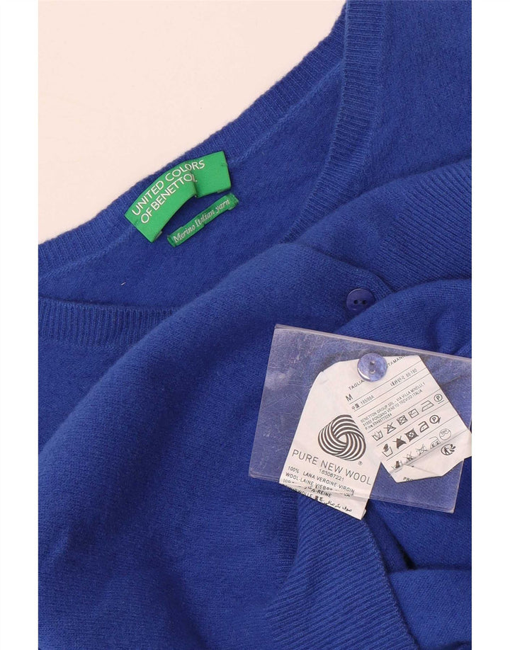 Sweter damski Benetton Crop Cardigan UK 12 Średni niebieski, nowa wełna