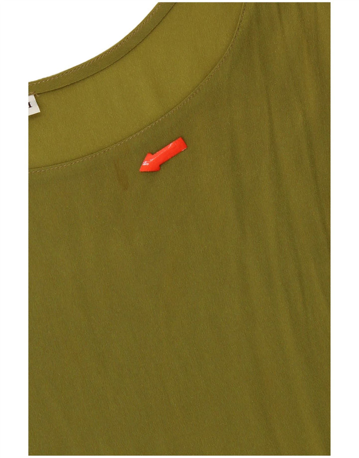 Top damski w stylu vintage, kamizelka UK 14, średni zielony octan