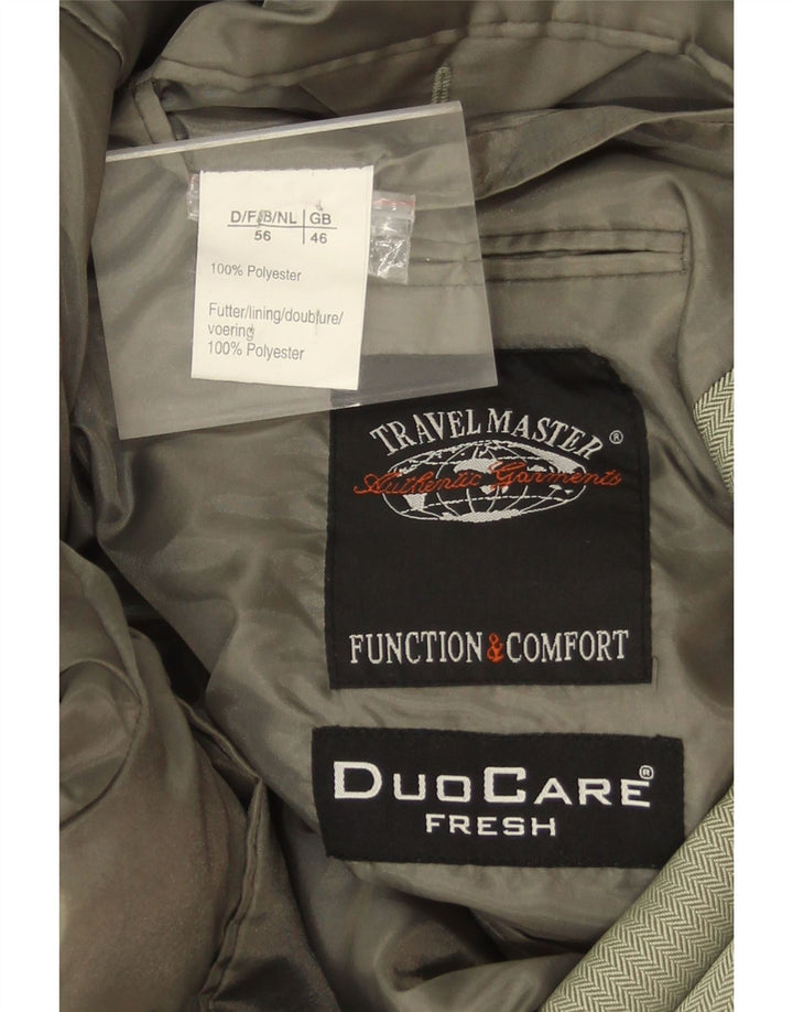 VINTAGE Mens 2 Button Blazer Jacket UK 46 3XL Green Chevron Polyester Vintage Vintage and Second-Hand Vintage from Messina Hembry 