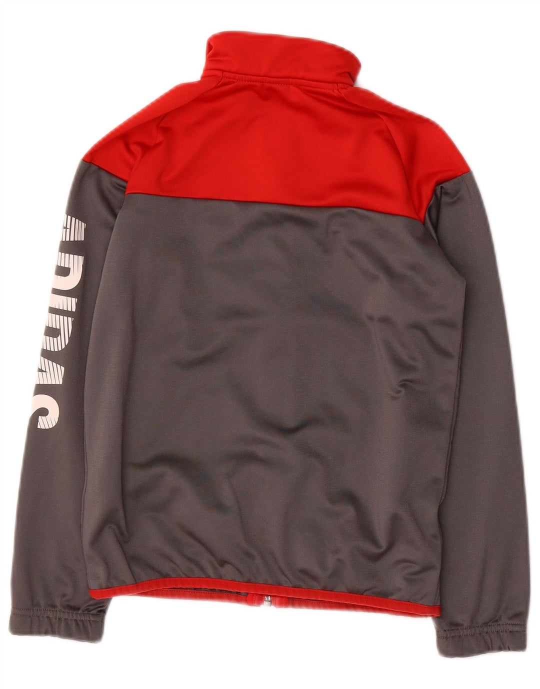 Chłopięca kurtka dresowa ADIDAS z grafiką, 9-10 lat, szara, z blokami kolorów