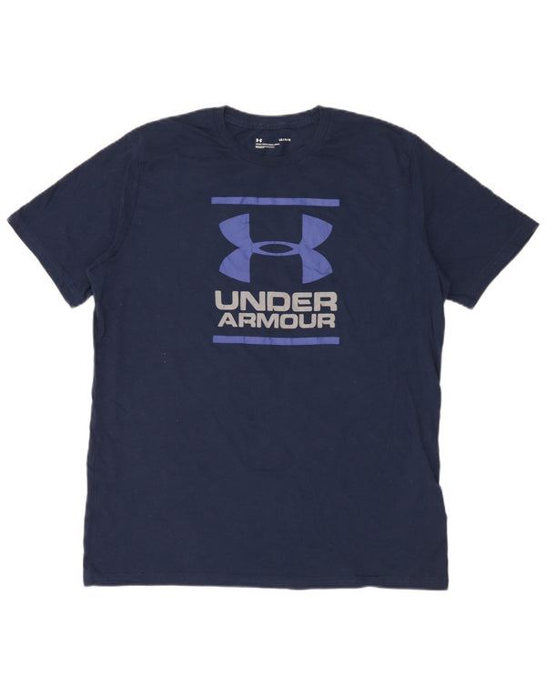 Męska koszulka z grafiką Under Armour, duża, granatowa, bawełniana