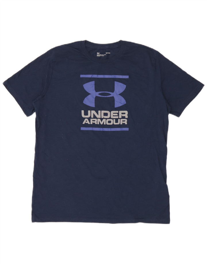 Męska koszulka z grafiką Under Armour, duża, granatowa, bawełniana